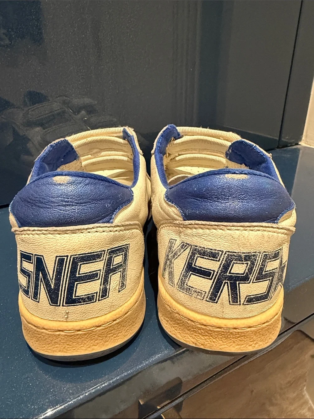 Golden Goose Kids White Sneakers with Blue Star Accent
